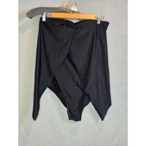 Black Draped High Waist Swim Bottom Wrap Style Bikini Separate Medium 0001210